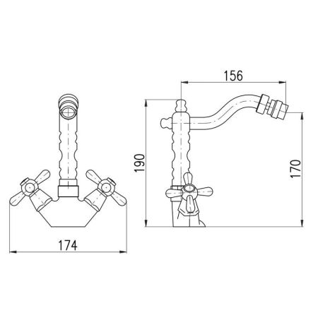 Смеситель для биде Rav Slezak MORAVA MK120.5/9Z, золото