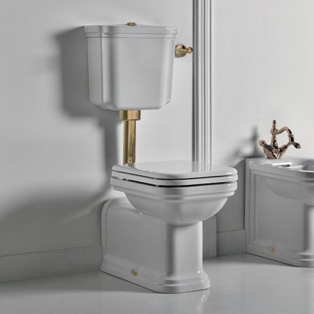 KERASAN Механизм слива одинарный для низкого бачка, без трубы  без подводки, цвет бронза