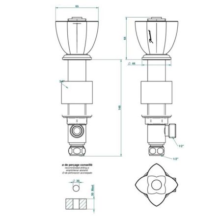 THG PETALE DE CRISTAL NOIR Вентиль смесителя для раковины, цвет хром
