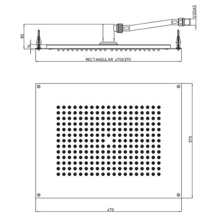BOSSINI DREAM-RECTANGULAR  Верхний душ 470 x 370 mm, цвет: хром