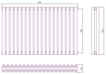 Отопительный радиатор ЭСТЕТ-00 н/ж 500х855 / 19 сек (Состаренная Латунь), артикул 051-0332-5019