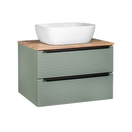 Тумба Runo Орлеан 60 зелёный/дуб натуральный подвесная под накладной умывальник (00-00004650), артикул 00-00004650