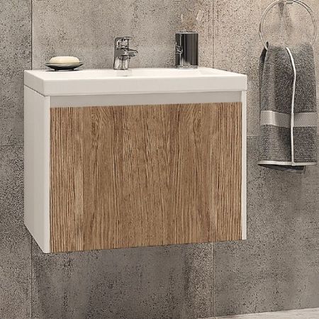 Тумба под раковину Velvex Klaufs 60 tpKLA.60.1Y-617.216 Белый+дерево, артикул tpKLA.60.1Y-617.216