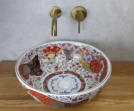 Раковина-чаша Bronze de Luxe Festival 40 2231 Красная с орнаментом, артикул 2231