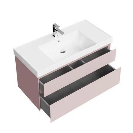 Тумба CUBO подвесная с ящиками 100, Мальва матовая, артикул CUB.100.2\MAL