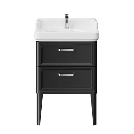 Kerama Marazzi Тумба POMPEI напольная с 2 ящиками 60, черная глянцевая, артикул PO.N.60.2\BLK