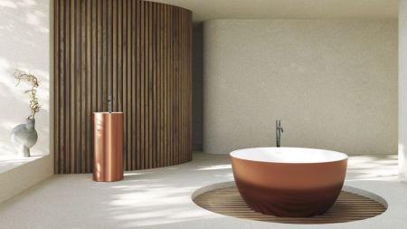 Zenon Biwa, круглая ванна из искусственного камня Solid Surface, Ø120xh55 см, цвет белый матовый, артикул 4000.000.000.000.31739