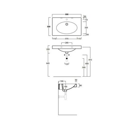 Simas Lft Spazio раковина консоль подвесная без отв. под смеситель 80х49,5см, цвет белый, артикул LFT44bi*0