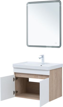 Тумба под раковину Aquanet Оптима 80 дуб светлый/белый сатин