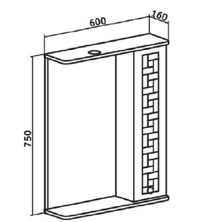 Зеркальный шкаф Runo правый Авила 60 (00000001047), артикул 00000001047