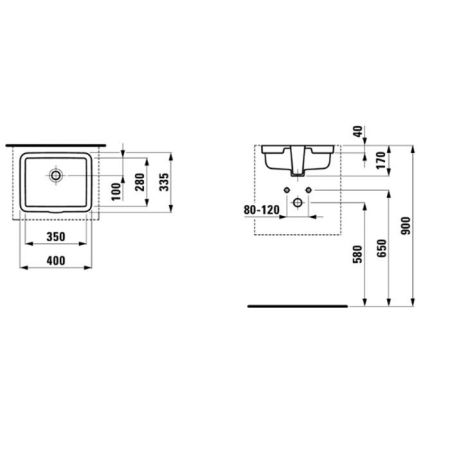 Laufen Living City Раковина 400х335х170мм без отв. под смеситель, встраив снизу, цвет: белый, артикул 8.1243.2.000.109.1