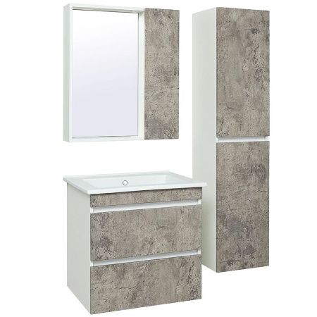 Зеркало со шкафом Runo Манхэттен 65 4620750028947 Белое Серый бетон