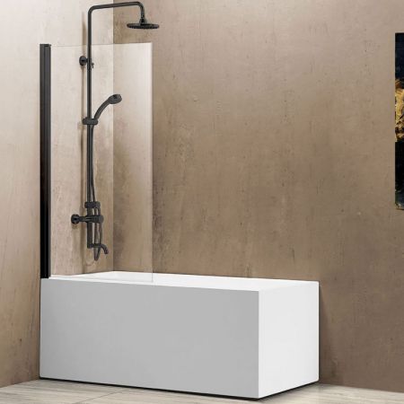 Шторки на ванну Vincea Душевая шторка на ванну VSB-11800CLB, 800*1400, черный, стекло прозрачное,, артикул VSB-11800CLB