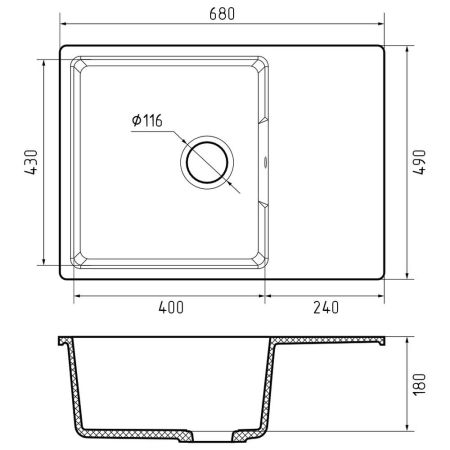 Кухонная мойка GranFest URBAN 668L, серый, артикул 668L серый
