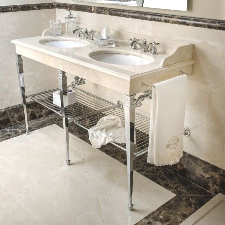 3SC  Консоль Regale Double 163х60хh77см, с 2 раковинами, сифонами, полочкой и полотенцедердателями,цвет: хром