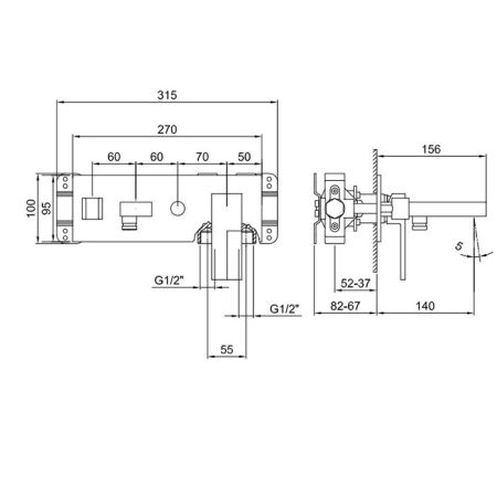 Fantini Внутренняя часть смесителя для ванны, переключатель на 2 источника, 1/2", артикул 19 02 3320A