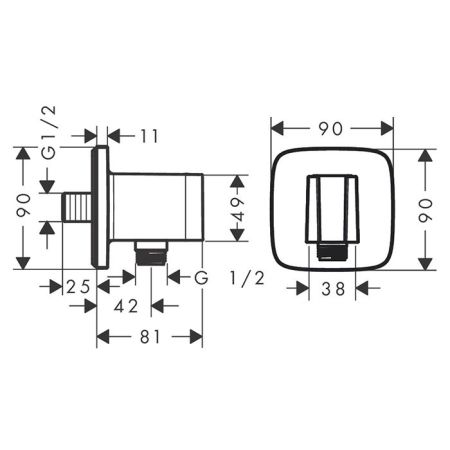 HANSGROHE FIXFIT Q Шланговое подсоединение с держателем ручного душа, цвет Шлифованная бронза, артикул 26887140