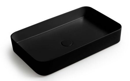 White Ceramic Blade, накладная прямоугольная раковина 65x40x11,5h см, цвет черный матовый, артикул W051705