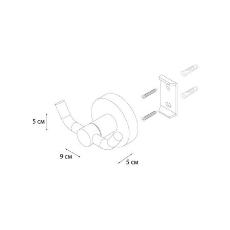 Двойной крючок для ванной FIXSEN COMFORT CHROME FX-85005A, хром, артикул FX-85005A
