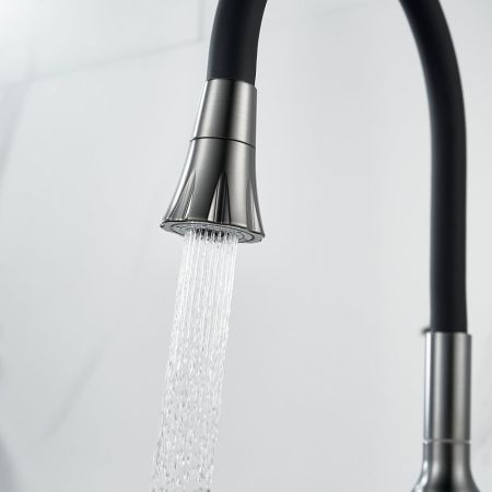 Смеситель для кухни с гибким изливом Raffine F303T-3, оружейная сталь