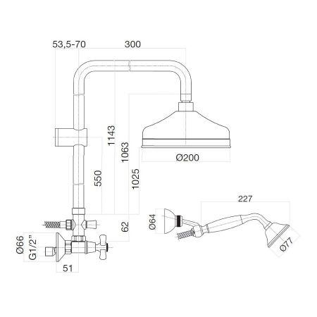 Душевая система Webert Armony AM760405017, хром/золото, артикул AM760405017