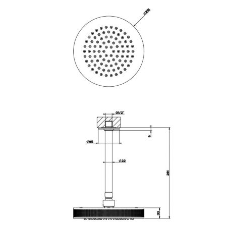 GESSI INCISO Потолочная душевая головка шарнирная на 1/2",Ø218 мм, цвет: золото