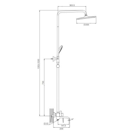 Душевая система Prohanss P61.24, хром, артикул P61.24