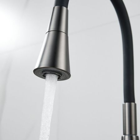 Смеситель для кухни с гибким изливом Raffine F313T-3, оружейная сталь