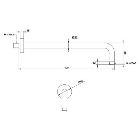 BONGIO Держатель верхнего душа 400 мм., цвет белый матовый