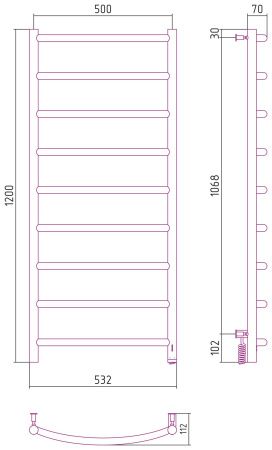 Полотенцесушитель электрический "ГАЛАНТ 4.0" 1200х500 правый (Белый)