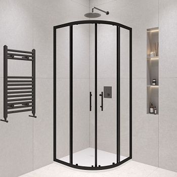 Душевой уголок полукруглый, стеклянный с раздвижными дверями на роликах - RGW PA-51B (Прозрачное, 1000x1000)