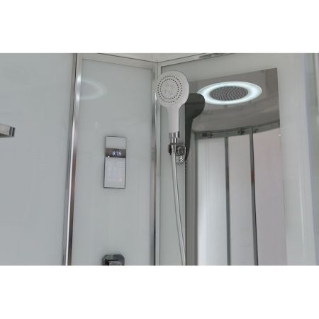 Душевая кабина Black&White Galaxy G5507-R с гидромассажем профиль Серебристый хром задняя стенка Белая, артикул 550712R