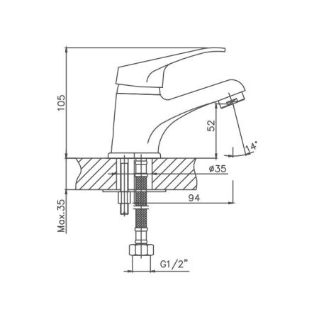 Смеситель для раковины Cron CN1013, хром