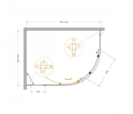 MOLVENO-RH-1-110/90-C-GM-IV Душевой уголок, артикул MOLVENO-RH-1-110/90-C-GM-IV