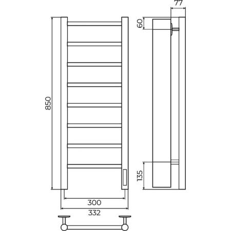 Полотенцесушитель электрический Terminus Аврора П8 30х85, артикул 4670078541833