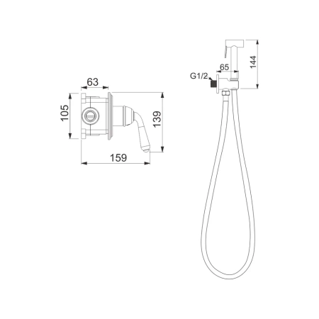 Гигиенический душ со смесителем Rose R0205Q, бронза, артикул R0205Q