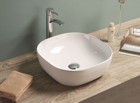 Раковина керамическая накладная AM-78106, цвет белый, 415х415х145, артикул AM-78106