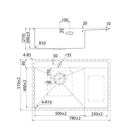 Мойка IDDIS Haze 780*510 сатин, левая (HAZ78SLi77), артикул HAZ78SLi77