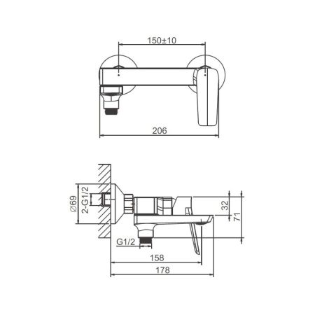 Смеситель для ванны BELZ B60715-7, черный