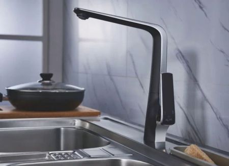 Смеситель для кухни Rose R1313H, черный/хром