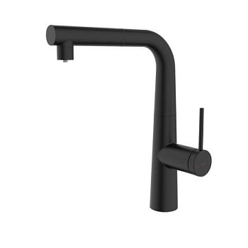 Смеситель для кухни IDDIS Pure с каналом для фильтрованной воды и выдвижным изливом, черный матовый (PURBLPFi05N)
