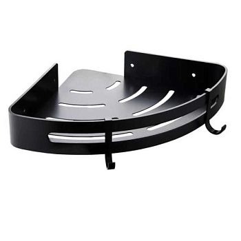 Полка металлическая угловая с крючками FASHUN A7335-7, черный