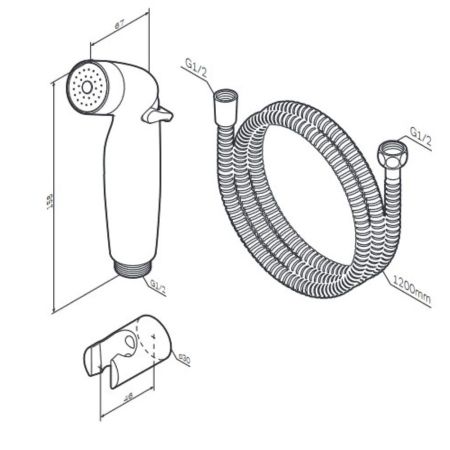 F0202022 Гигиенический набор со шлангом и держателем, чёрный, шт., артикул F0202022