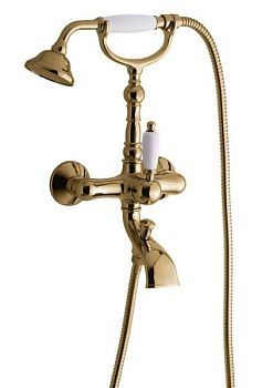 Emmevi Laguna, однорычажный смеситель для ванны (излив 15,7 см), с набором для душа, цвет бронза