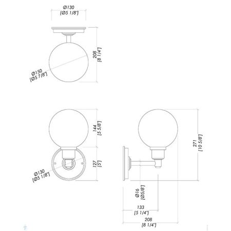 Devon DOVER светильник настенный, с плафоном круглым, матовое стекло, цвет основания хром, артикул 1DEDOVERCR