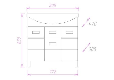 Тумба Onika Балтика 80 напольная, белая (ум. Балтика 80), артикул 108023
