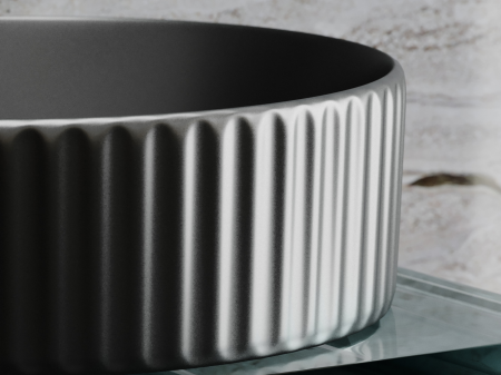 Умывальник чаша накладная круглая (цвет Темный Антрацит Матовый) Элемент (Element) 360x360x115мм, артикул CN6057MDH