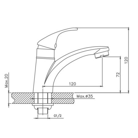 Кран для холодной воды Cron CN1090, хром, артикул CN1090
