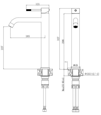 Смеситель Vessel для раковиныовины высокий, артикул: VSL25GM,темно-серый, артикул VSL25GM