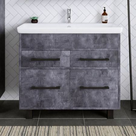 Тумба под раковину напольная Бриклаер ЧИЛИ цемент, 90 см, артикул 4627125415241
